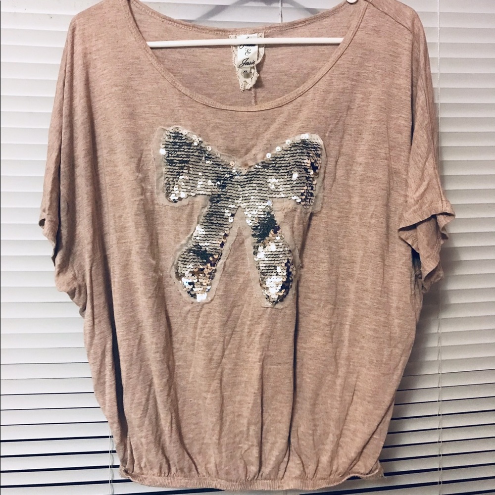 XL Sequin Loose Shirt Top